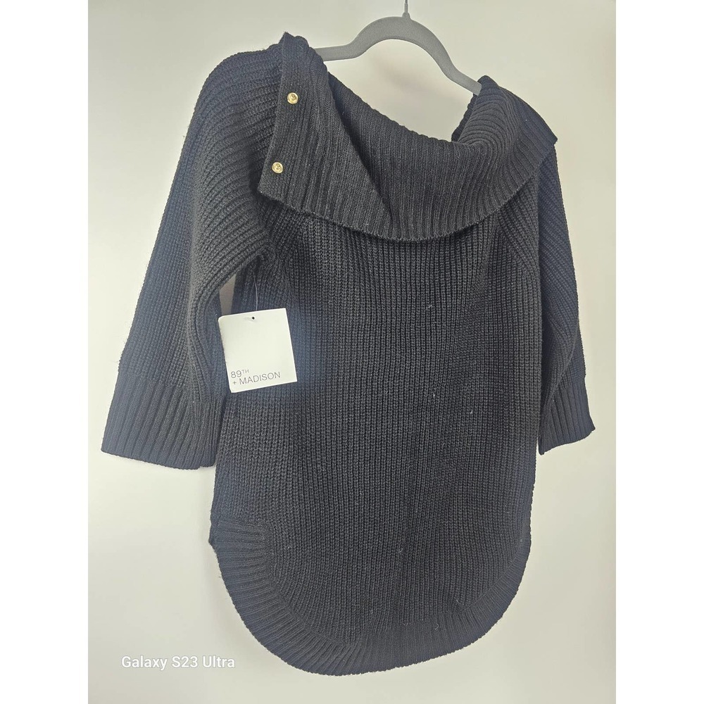 Women's szSP, Oversized fold down neck, black, 89th and Madison, NWT - Picture 7 of 8